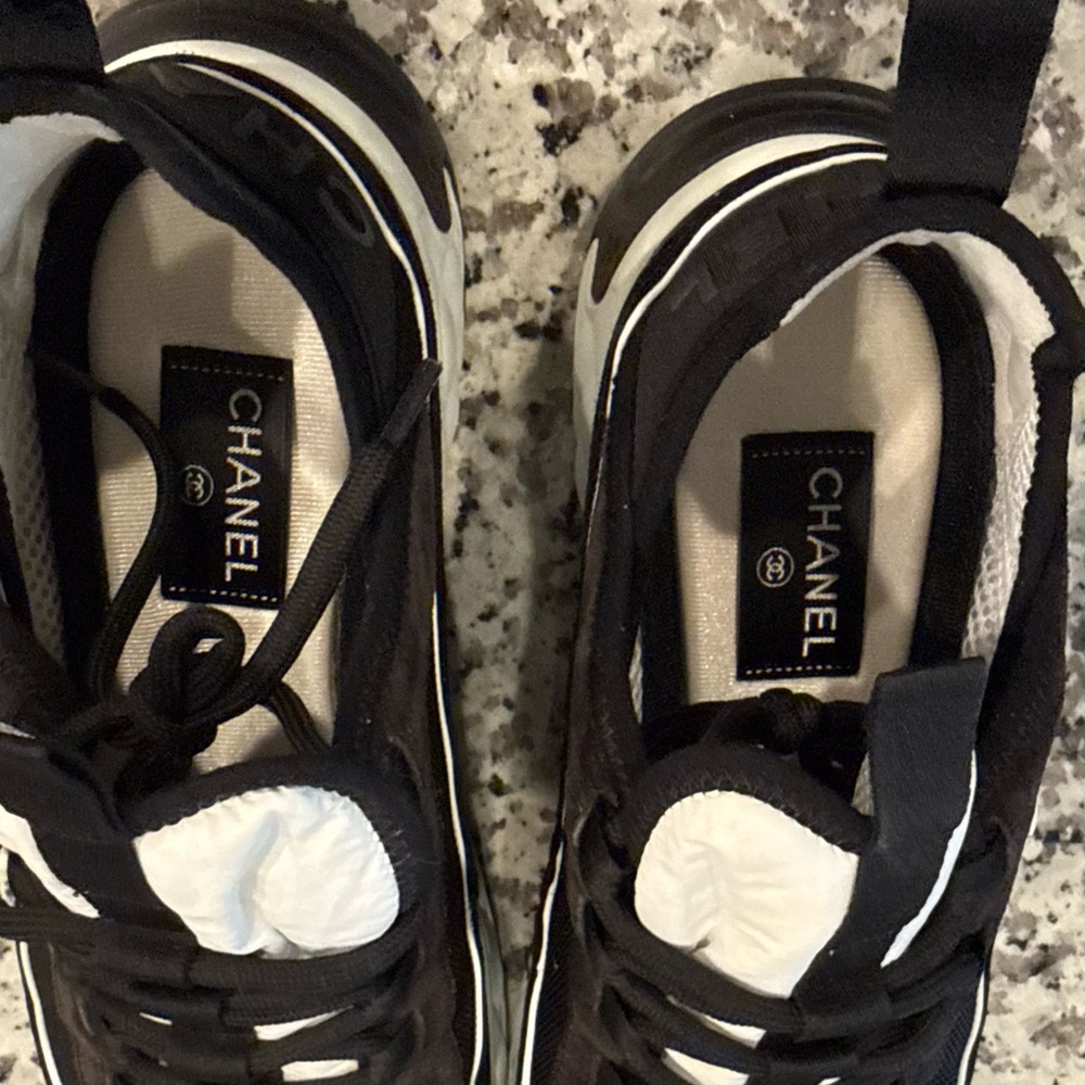 Chanel Black & White Logo Sneakers